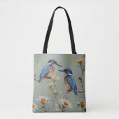 Australische Eisvögel Vögel Und Blumen Ölmalerei, Tasche (Vorderseite)