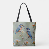 Australische Eisvögel Vögel Und Blumen Ölmalerei, Tasche (Rückseite)