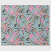 Australische Eukalyptus-Blumen mit Vögeln Geschenkpapier (Flach)