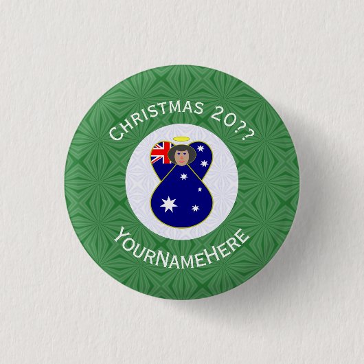 Australische Flagge Angel Weihnachten Personalisie Button (Vorderseite)