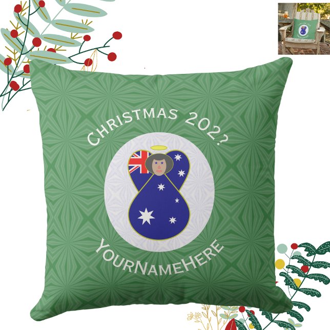 Australische Flagge Angel Weihnachten Personalisie Kissen (Von Creator hochgeladen)