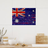 Australische Flagge auf einer Ziegelmauer Poster (Küche)