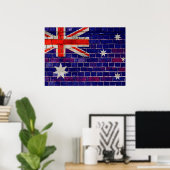 Australische Flagge auf einer Ziegelmauer Poster (Heimbüro)