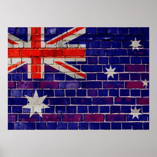 Australische Flagge auf einer Ziegelmauer Poster (Vorne)
