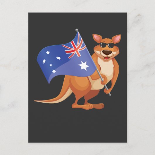 Australische Flagge Aussie Kangaroo mit Sonnenbril Postkarte (Vorderseite)