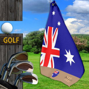 Australische Flagge & Australien mit Monogramm /Go Golfhandtuch