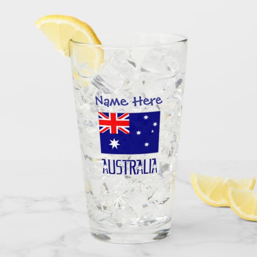 Australische Flagge Blaue Personalisierung Glas (Vorderseite Ice)