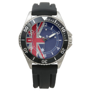 Australische Flagge Design Carbon Chrome Style Dia Armbanduhr
