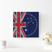 Australische Flagge Design Carbon Fibre Chrome Sty Quadratische Wanduhr (Zuhause)
