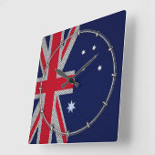 Australische Flagge Design Carbon Fibre Chrome Sty Quadratische Wanduhr (Winkel)
