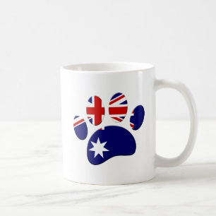 Australische Flagge Dog Paw Print Kaffeetasse