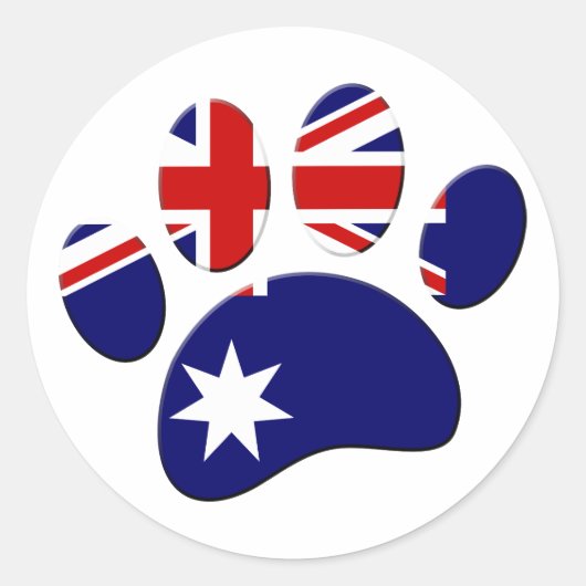 Australische Flagge Dog Paw Print Runder Aufkleber (Vorderseite)