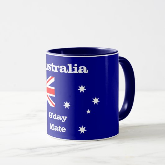 Australische Flagge & G'day Mate coffee Tasse/Aust Tasse (VorderseiteRechts)