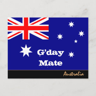 Australische Flagge & G'day Mate travel / Australi Postkarte