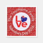 Australische Flagge Herzerrote LIEBE Serviette (Vorderseite)