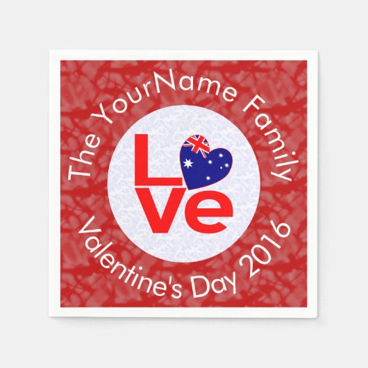 Australische Flagge Herzerrote LIEBE Serviette (Vorderseite)