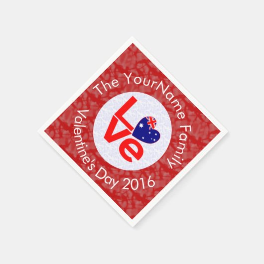 Australische Flagge Herzerrote LIEBE Serviette (Ecke)