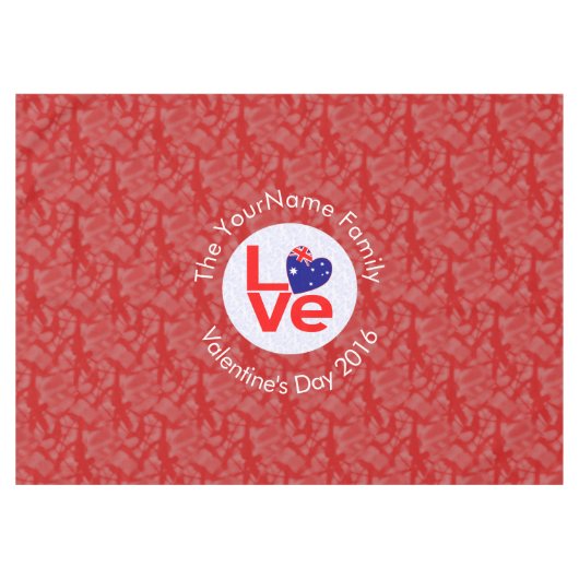 Australische Flagge Herzerrote LIEBE Tischdecke (Vorderseite (Horizontal))