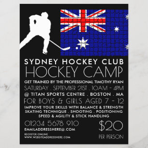 Australische Flagge, Hockey Player, Camp-Werbung Flyer