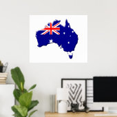 Australische Flagge & Länderform Poster (Heimbüro)