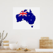 Australische Flagge & Länderform Poster (Küche)