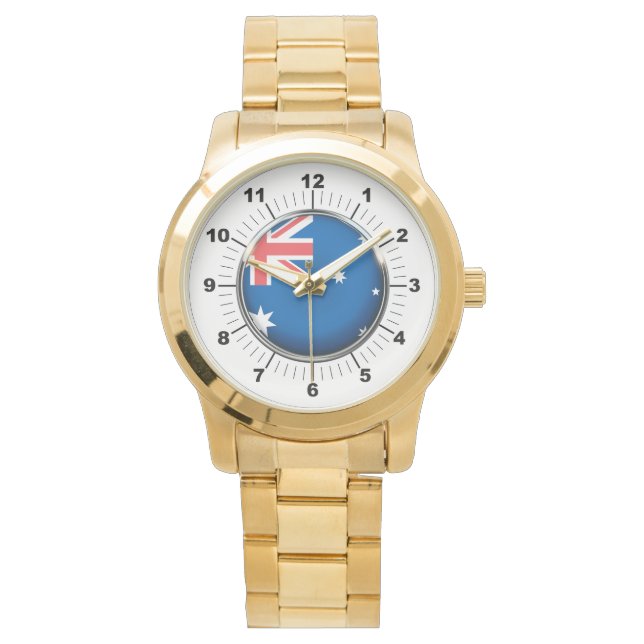 Australische Flagge Oversized Gold Watch Armbanduhr (Vorderseite)