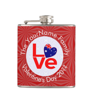 Australische Flagge Rot Buchstaben LOVE Flagge Per Flachmann