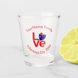 Australische Flagge rote Buchstaben LOVE Flagge Pe Schnapsglas