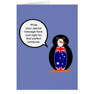 Australische Flagge sprechende Ms. Pinguin