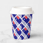 Australische Flagge Tiled Blue Personalisiert Pappbecher (Rechts)