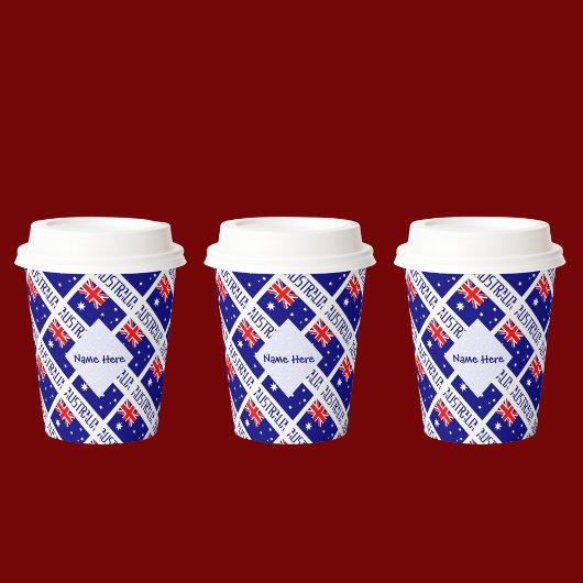 Australische Flagge Tiled Blue Personalisiert Pappbecher