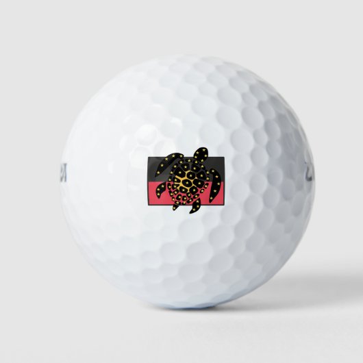 Australische Flagge und Meeresschildkröte Golfball (Vorderseite)