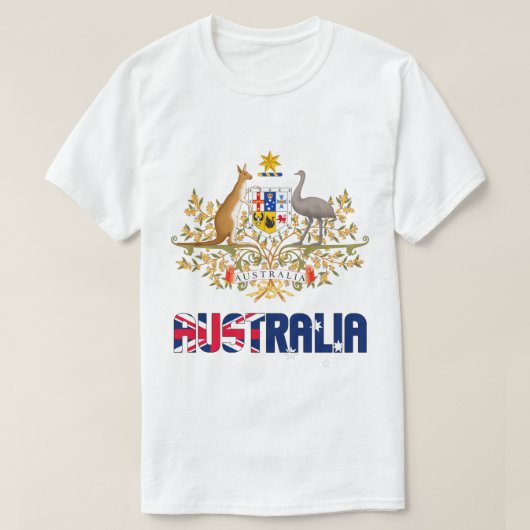 Australische Flagge und Wehrmantel Patriotisch T-Shirt (Design vorne)
