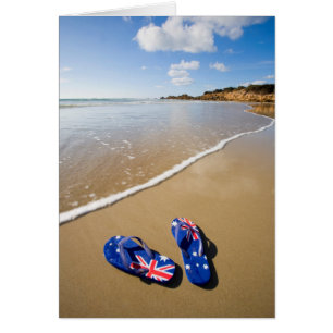 Australische Flaggen auf Strand   Südwales