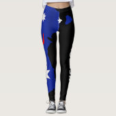 Australische Flaggendesign - Weißbriefe auf schwar Leggings (Vorderseite)