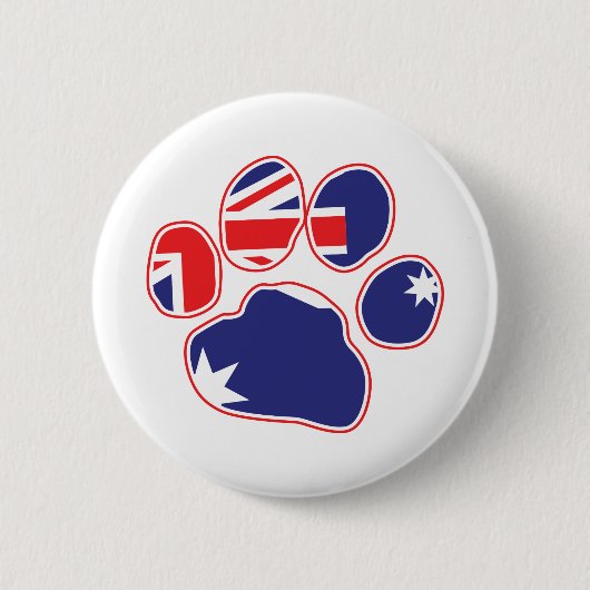 Australische Flaggenpaw Print Button (Vorderseite)