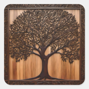 Australische Flora: The Wattle Tree Wood Print, Quadratischer Aufkleber