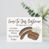 Australische GRILLEN Cookout Barbecue Steak Würste Einladung (Stehend Vorderseite)