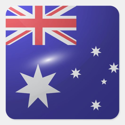 Australische Hochglanzflagge Quadratischer Aufkleber (Vorderseite)