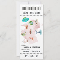 Australische Hochzeit Bordkarte Save-the-Date-Kart