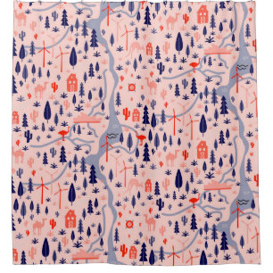 Australische Ikonen, nahtlos dekoratives Muster. Duschvorhang