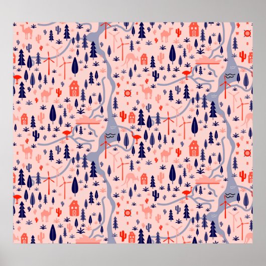 Australische Ikonen, nahtlos dekoratives Muster. Poster (Vorne)