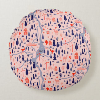 Australische Ikonen, nahtlos dekoratives Muster. Rundes Kissen