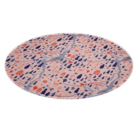 Australische Ikonen, nahtlos dekoratives Muster. Schneidebrett (Ecke)