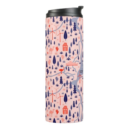 Australische Ikonen, nahtlos dekoratives Muster. Thermosbecher (Nach links gedreht)