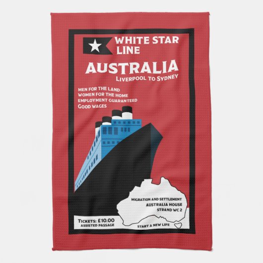 Australische Immigration Vintag Art Geschirrtuch (Vertikal)