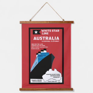 Australische Immigration Vintag Art Wandteppich Mit Holzrahmen