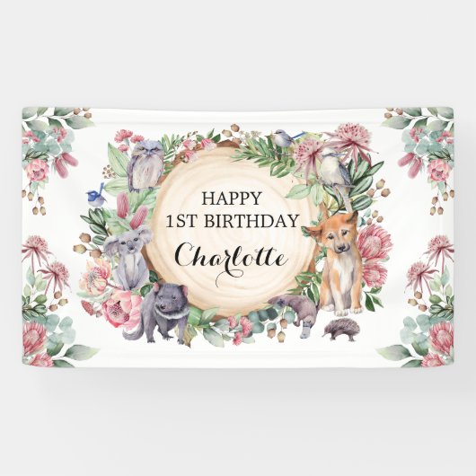 Australische Indianer floral Happy Birthday Banner (Horizontal)