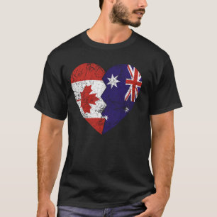 Australische Kanadische Flaggen Herz Kanada Austra T-Shirt