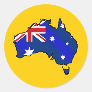 Australische Karte der Flaggengeschenke Runder Aufkleber